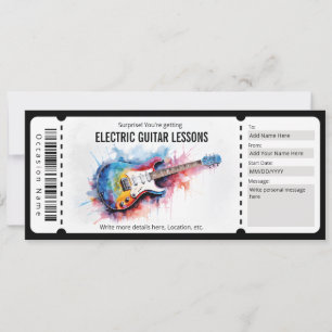 Invitation Bon de leçon de guitare électrique surprise