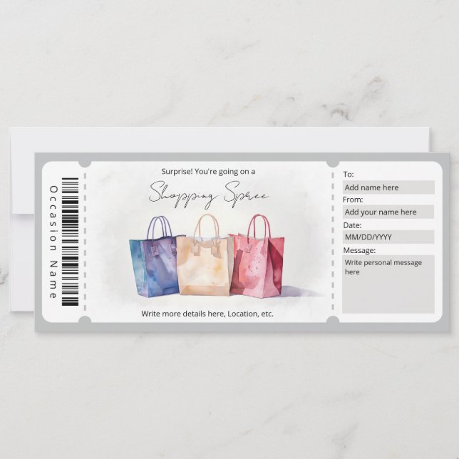 Invitation Bon de réduction de la surface d'achat surprise Wa (Devant)