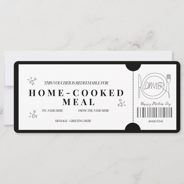 Invitation Bon de réduction pour un repas fait maison minimal (Devant)