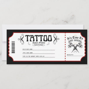 Invitation Bon de Tatouage Personnalisé Certificat Billet Cad