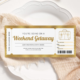 Invitation Bon de voyage cadeau or pour un week-end