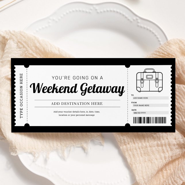 Invitation Bon de voyage cadeau pour un week-end (Créateur téléchargé)