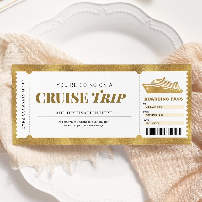 Invitation Bon de voyage Gold Cruise Boarding Pass Travel (Créateur téléchargé)