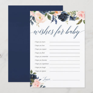 Invitation Bon voeux pour bébé bleu marine rose bleu marine f