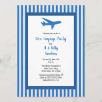 Bon Voyage Party Avion Couple Blue Stripes