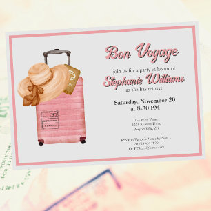 Invitation Bon Voyage Retraite Partie Suitcase Aventure