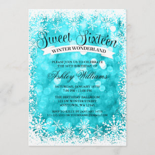 Invitation Bonbon 16 lumières turquoises de parties