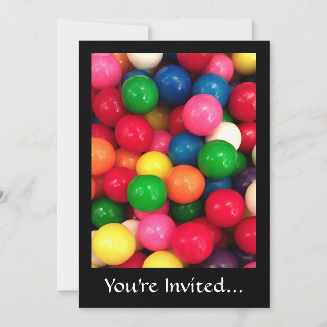 Invitation Bonbon à boule de gomme colorée (Devant)