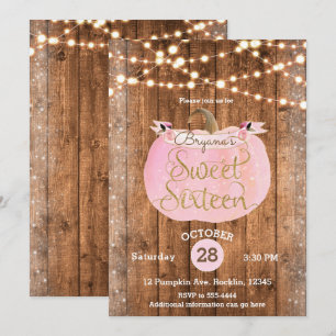 Invitation Bonbon en bois rustique 16 à lumières d'automne