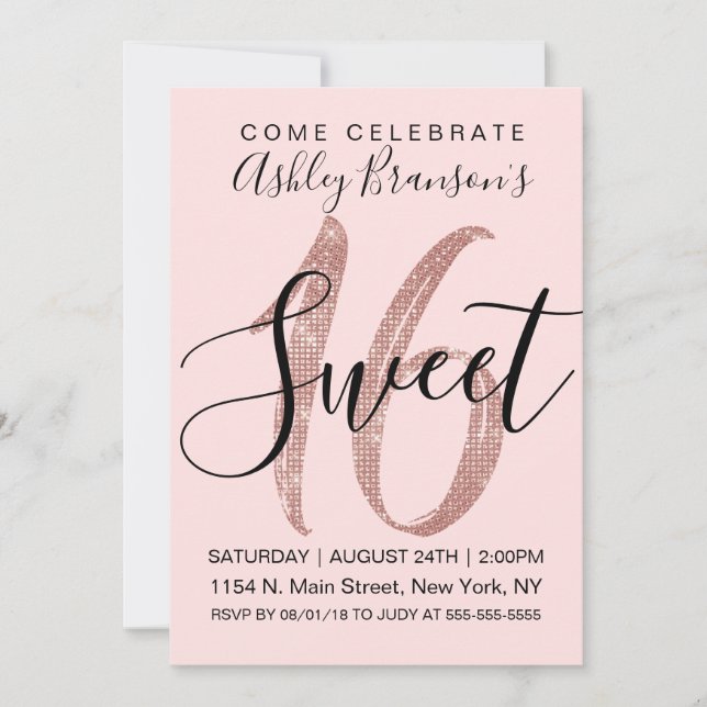 Invitation Bonbon Girly 16 à parties scintillantes de (Devant)