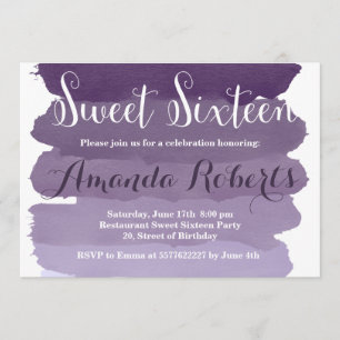 Invitation Bonbon moderne 16 à aquarelle pourpre d'ombre