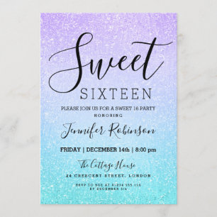 Invitation Bonbon pourpre à turquoise peinture de parties
