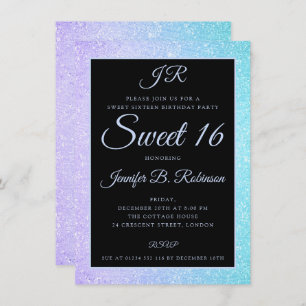 Invitation Bonbon pourpre turquoise à parties scintillantes