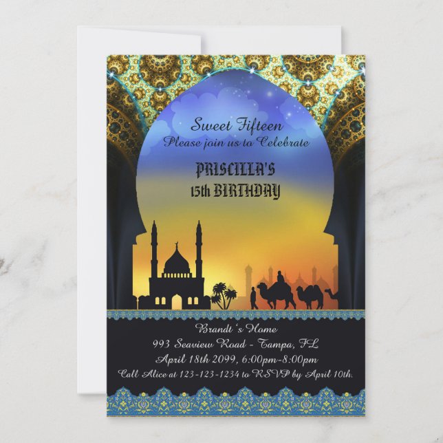 Invitation Bonbon quinze, anniversaire, invitation, mille et (Devant)