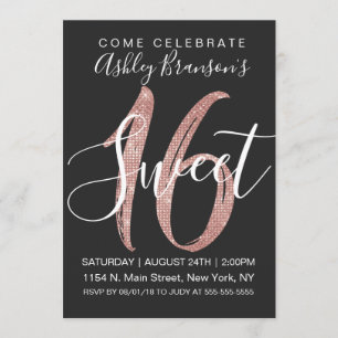 Invitation Bonbon rose 16 à parties scintillantes de