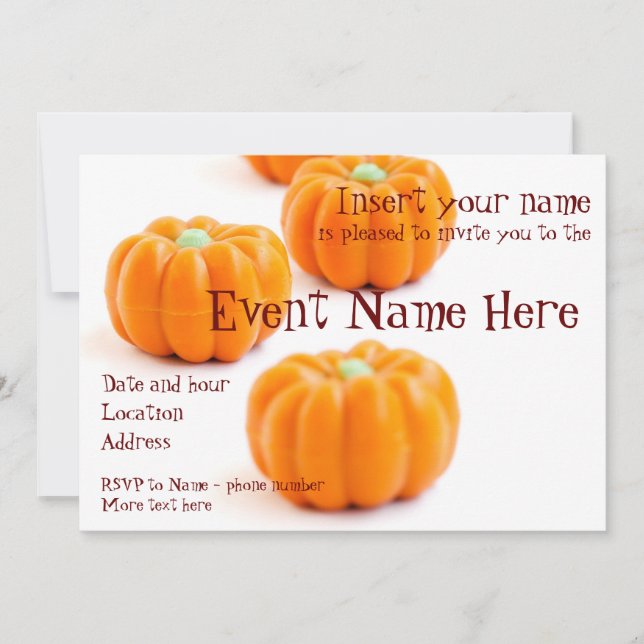 Invitation Bonbons citrouilles d'Halloween (Devant)