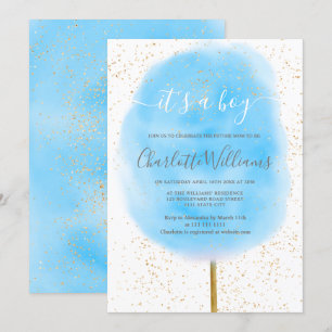 Invitation Bonbons de coton parties scintillant d'aquarelle b