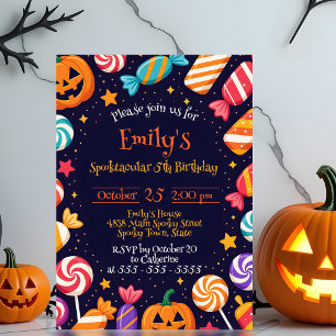 Invitation Bonbons sucrés et Jack-o'-Lantern Halloween Annive
