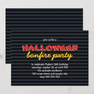 Invitation Bonfire Ado de fête d'Halloween 12e anniversaire