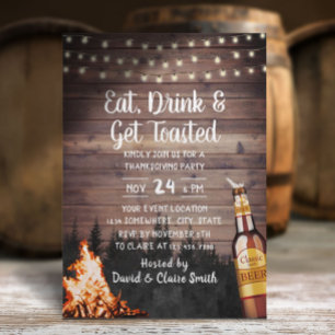 Invitation Bonfire & Bière Forêt Rustique Thanksgiving