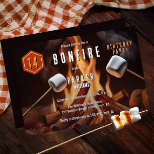 Invitation Bonfire Marshmallow Roast 14e fête d'anniversaire