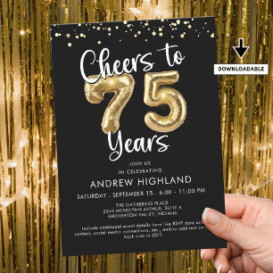 Invitation Bonheur à 75 Ans de Ballons d'Or Numéros Noir