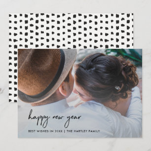 Invitation Bonheur manuscrit  Nouvel an avec photo