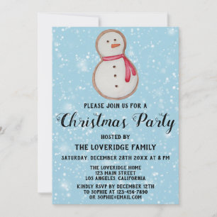 Invitation Bonhomme de neige Cookie Fête de Noël de Christmas