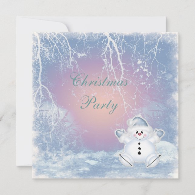 Invitation Bonhomme de neige et fête de Noël mignons de scène (Devant)