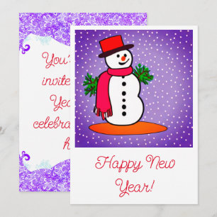 Invitation Bonhomme de neige Nouvel An