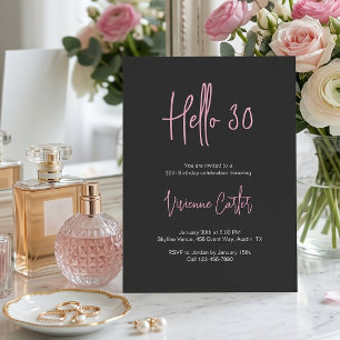 Invitation Bonjour 30 Anniversaire 30 ans Rose Noir Fête Mode