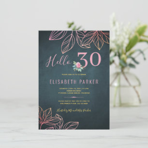Invitation Bonjour 30 chic or marine rose 30e anniversaire fê