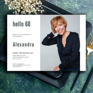 Invitation Bonjour 60 ꟾ 60e fête d'anniversaire Photo personn