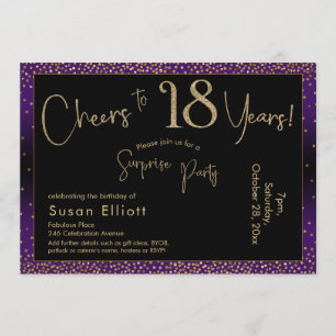 Invitation Bonjour à 18 ans Surprise Anniversaire, violet
