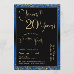 Invitation Bonjour à 20 ans Surprise Anniversaire Bleu