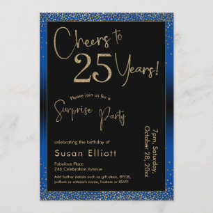 Invitation Bonjour à 25 ans Surprise Anniversaire Bleu