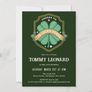 Invitation Bonjour à 30 ans Shamrock chanceux Anniversaire In