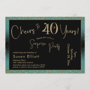 Invitation Bonjour à 40 ans Surprise Anniversaire Turquoise e