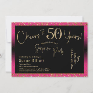 Invitation Bonjour à 50 ans Surprise Anniversaire, Rose profo