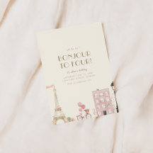 Bonjour à Four French Paris Anniversaire Fête Invi