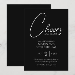 Invitation Bonjour à n'importe quel âge 30e anniversaire noir
