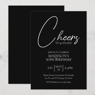 Invitation Bonjour à n'importe quel âge 30e anniversaire noir
