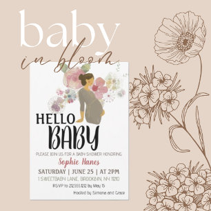 Invitation Bonjour Baby Boho Baby shower botanique