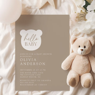 Invitation Bonjour Baby shower bébé ours