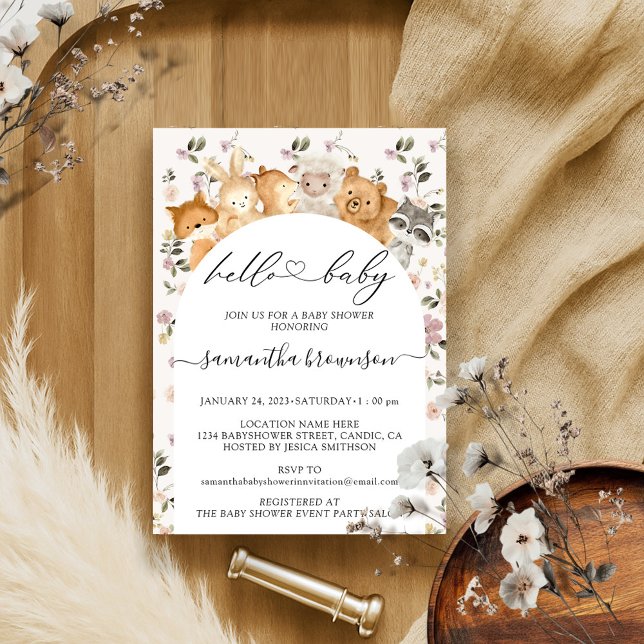 Invitation Bonjour Bébé Animaux de la Forêt Budget (Créateur téléchargé)