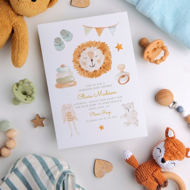 Invitation Bonjour Bébé Aquarelle Vêtements & Jouets Baby sho (Créateur téléchargé)