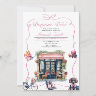 Invitation Bonjour Bebe Baby shower Café Paris