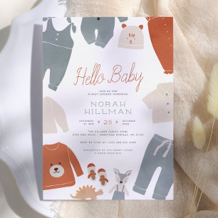 Invitation Bonjour bébé   Baby shower de garçon de vêtements 