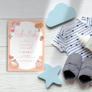 Invitation Bonjour bébé ! Baby shower dessert Cute Pastel