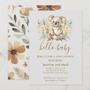 Invitation Bonjour Bébé Bohème Neutre Koala